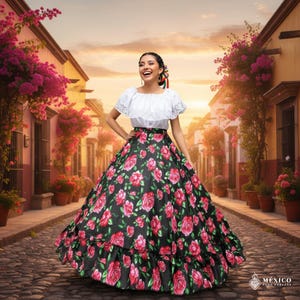 Mexican Floral Skirt, Day of the Dead, Coco Theme Party (31.5 Inch
