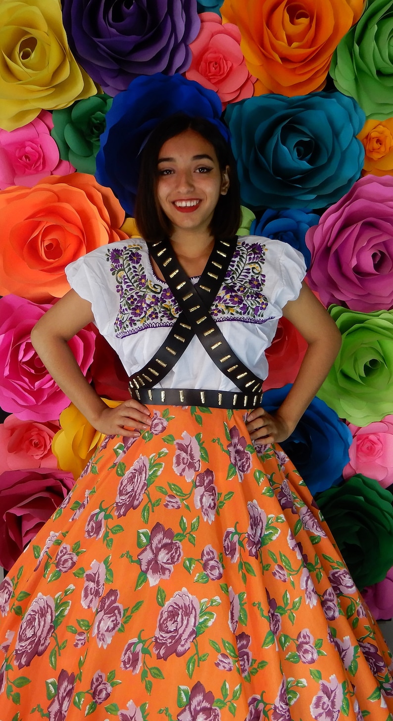 Frida Kahlo style-womans mexican boho coco theme party day of the dead SKIRT ONLY 90CM Mexican Flowered skirt 35 inches Handmade-Beautiful