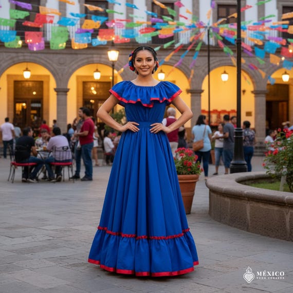 princess polly baby blue dress Handmade Mexican Blue Dress: Boho Coco Theme Party Style