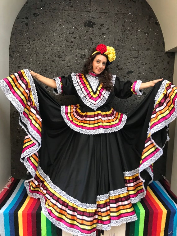 Vestido mexicano con top Falda hecha a mano Disfraz de mujer