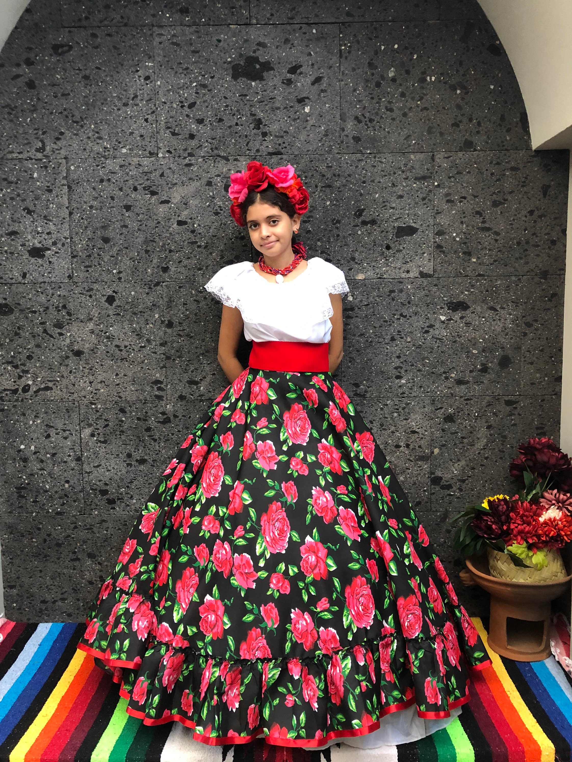 Flower top mexican skirt