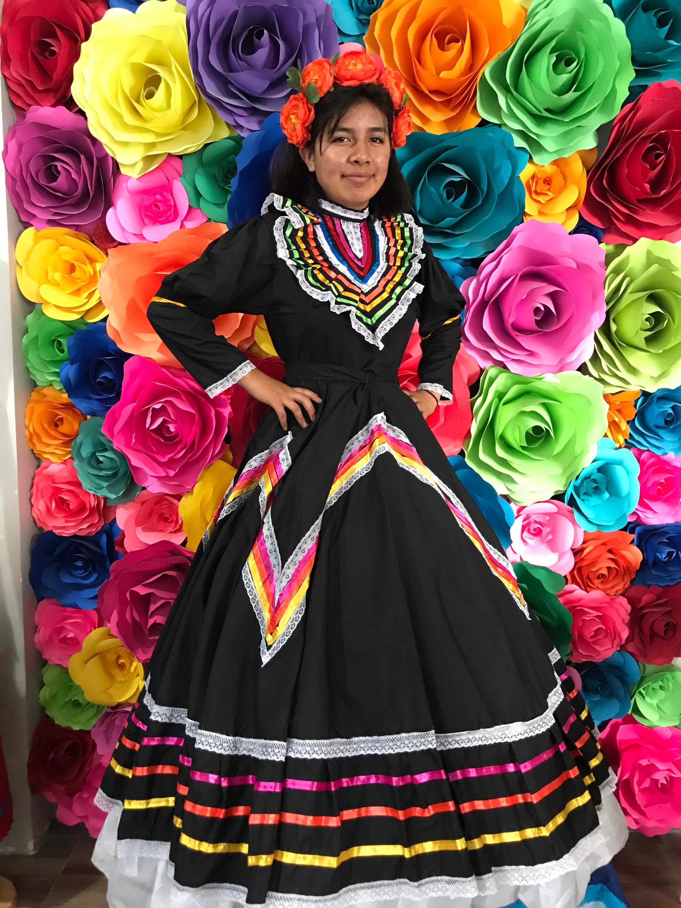 Mexican Jalisco Dress Teenager-size 14 Color Black Stunning - Etsy