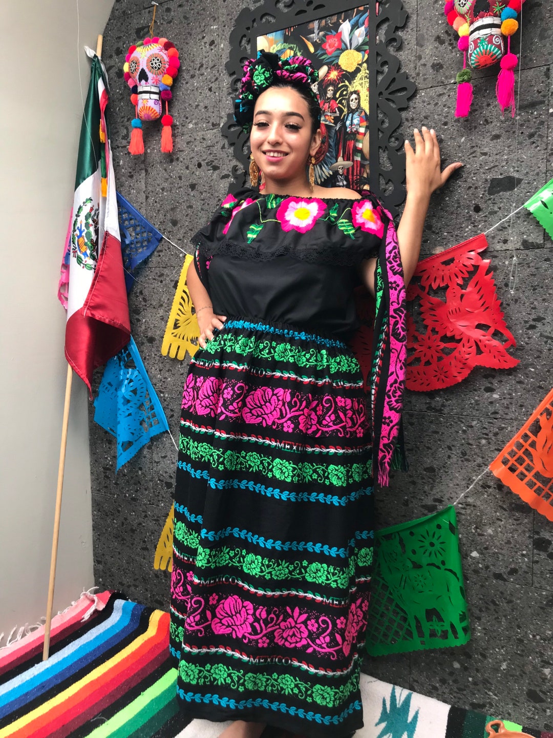 Mujeres Mexicanas Vestido Cambaya Talla Uno Hecho A Mano Hermoso Virgen Il 1080xN.3316745010 Cwws