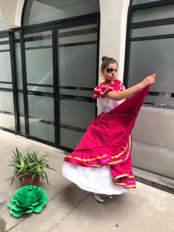 Mexican Two Piece Dress PINK 80 Skirt With Top Beautiful Teenager