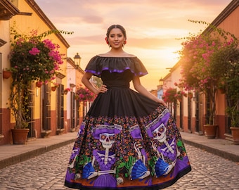 La Catrina Mexican Dress Set  Day of the Dead Outfit, Jalisco Skirt - Etsy