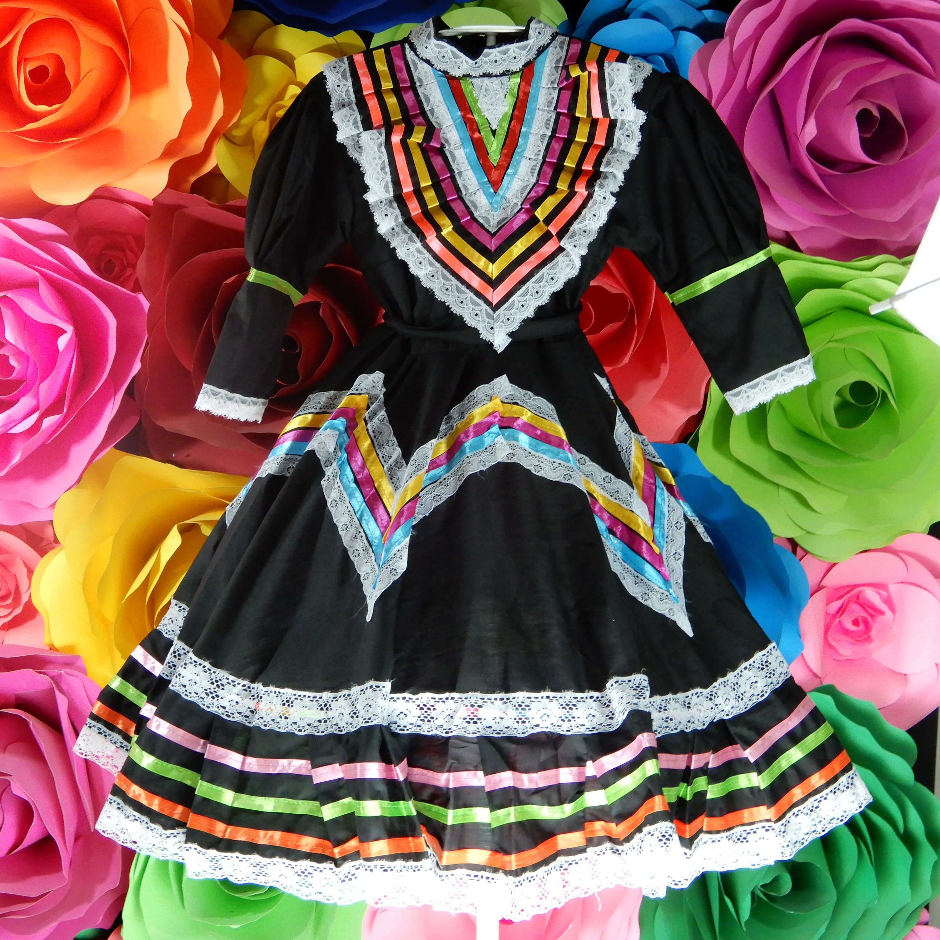 Mexican Jalisco dress Black stunning KIDS size46 Etsy