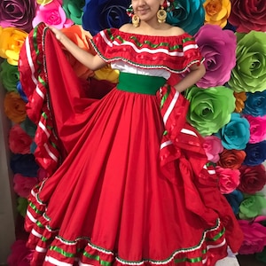 Mexican dress with top Handmade skirt  style-womans mexican boho coco theme party  day of the dead  costume 100cm