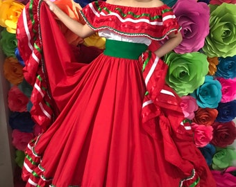 Mexican dress with top Handmade skirt  style-womans mexican boho coco theme party  day of the dead  costume 100cm