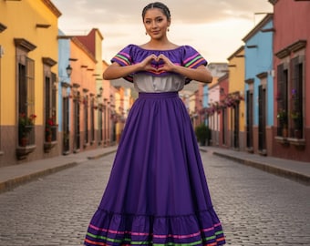 メキシカンドレス トップ付き ハンドメイド - 美しいスタイル - 子供用