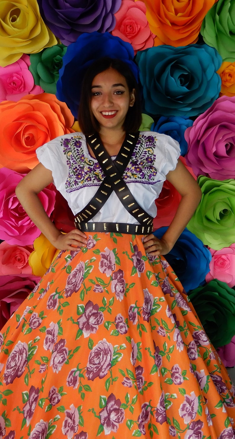 Frida Kahlo style-womans mexican boho coco theme party day of the dead SKIRT ONLY 90CM Mexican Flowered skirt 35 inches Handmade-Beautiful