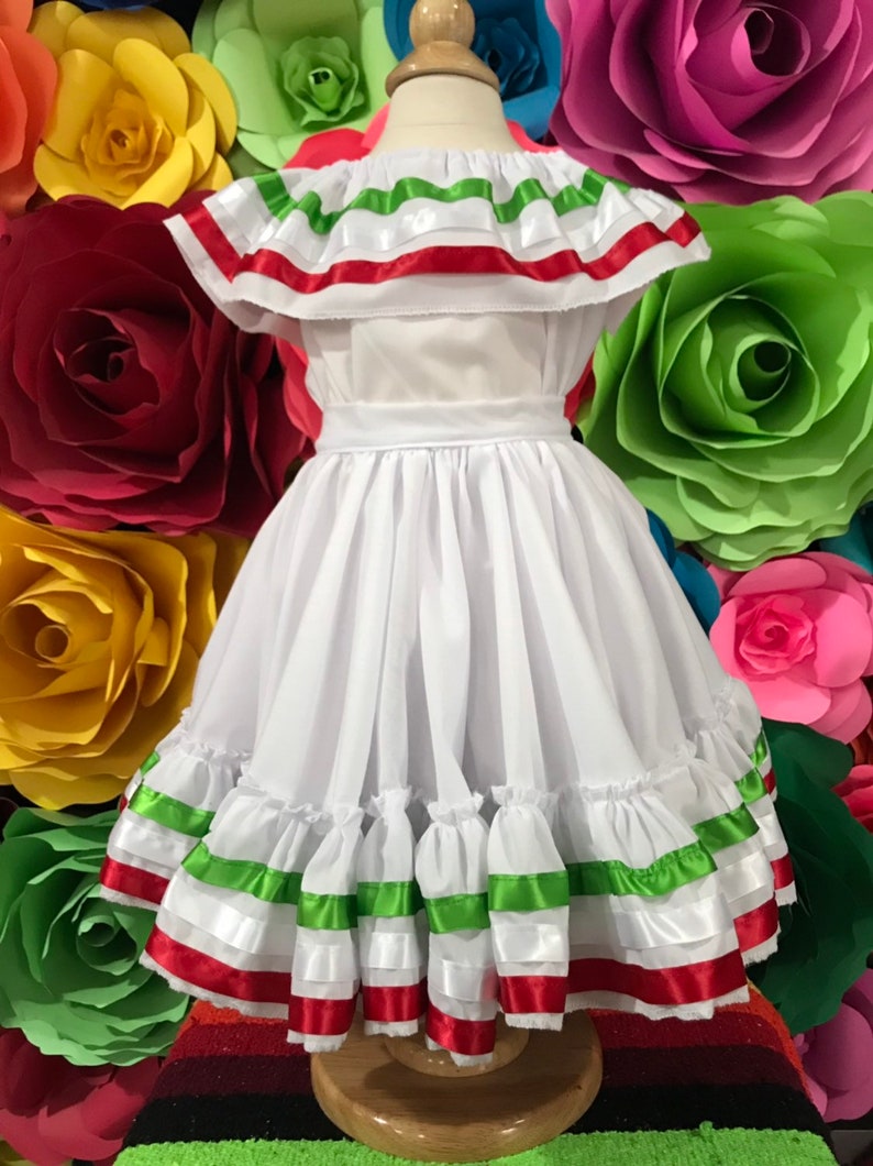 Mexican little girls dress size 0 SKIRT and Blouse 2pc Color Blue 5 de Mayo frida Khalo inspired day of the dead 35-36 cm