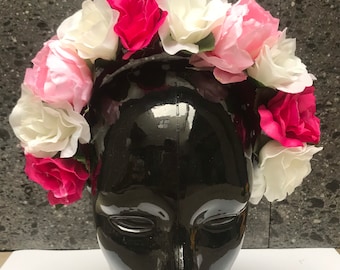 Day of the dead head band Catrina Frida inspired kids 5 de mayo flower crown felt Mexican fiesta Roses Red Frida style coco theme party