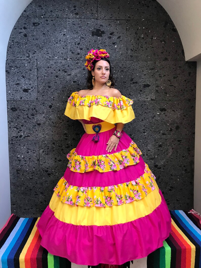 Mexican SKIRT and BLOUSE Handmade Frida Kahlo Stylelong Skirt Etsy