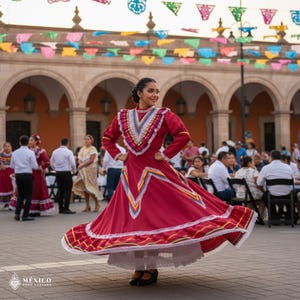 Fiusha Traditional Jalisco One-Piece Dress – Mexican Folklore Wear (Size 14)