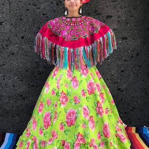 メキシカンガールスカート。フリーサイズ。死者の日、ノチェ・デ・ムエルトス、ココナッツテーマパーティー、フラワースカート、ボヘミアン、ヒッピスカート、70cm。