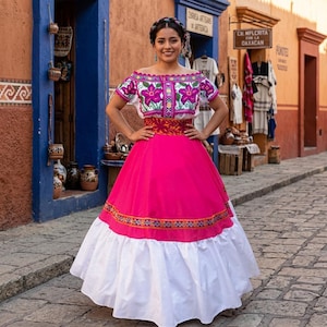 Mexican SKIRT Fiusha Handmade- Beautiful style- womans mexican boho coco theme party day of the dead SKIRT ONLY 100CM