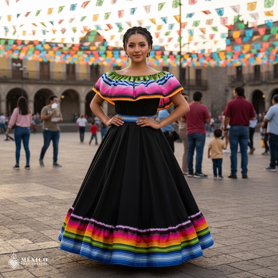 Traditional Mexican Dress Colorful Handmade Special Edition. - Etsy Israel Traditional Mexican Dress Colorful Handmade Special Edition. - Etsy Israel