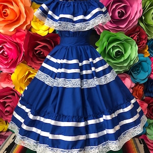 Mexican double vuelo set Blue and white