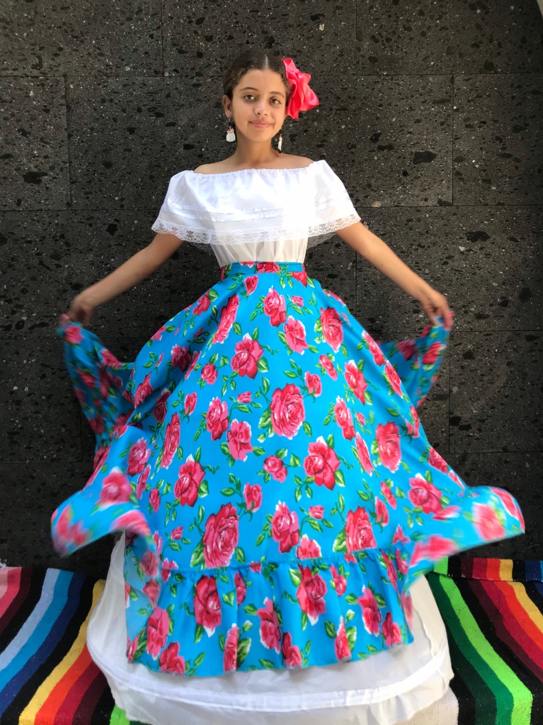 Mexican womans dress SKIRT ONLY day of the dead mexican fiesta coco theme party noche de muertos 27 inches revolucionary 70CM image 3