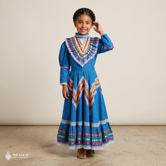 blue folklore dress Layla Otomi Dress