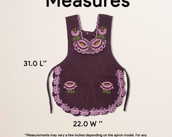 ピンクのメキシカン刺繍入りスモックエプロン – 花柄の伝統的な