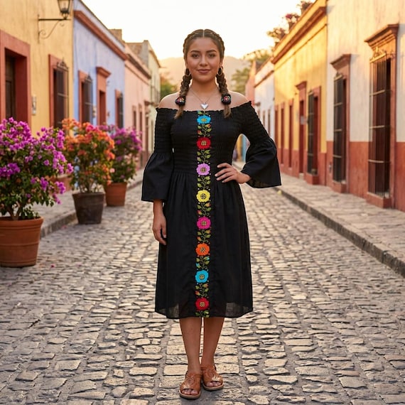 boho mexican dress Handmade Small: Embroidered Hippie Style adds a little volume Color:Bahama Blue/Lilac Bridesmaid Midi Dress AVON 2 x LITTLE