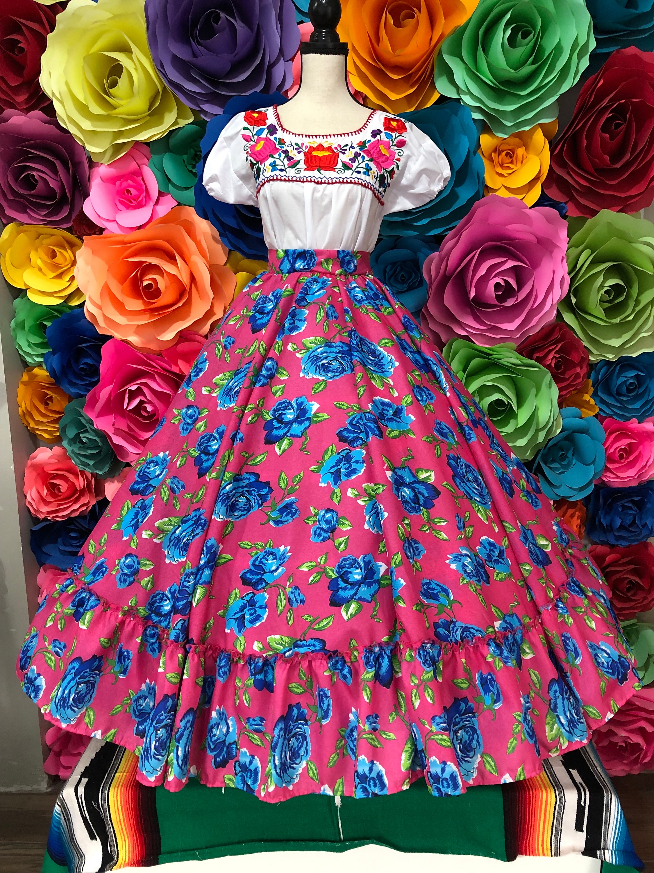 Flowered Mexican Skirt: 5 De Mayo, Day of the Dead, Coco Theme