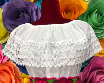 Mexican blouse color white for an excellent party, 5 de mayo party and coco theme.
