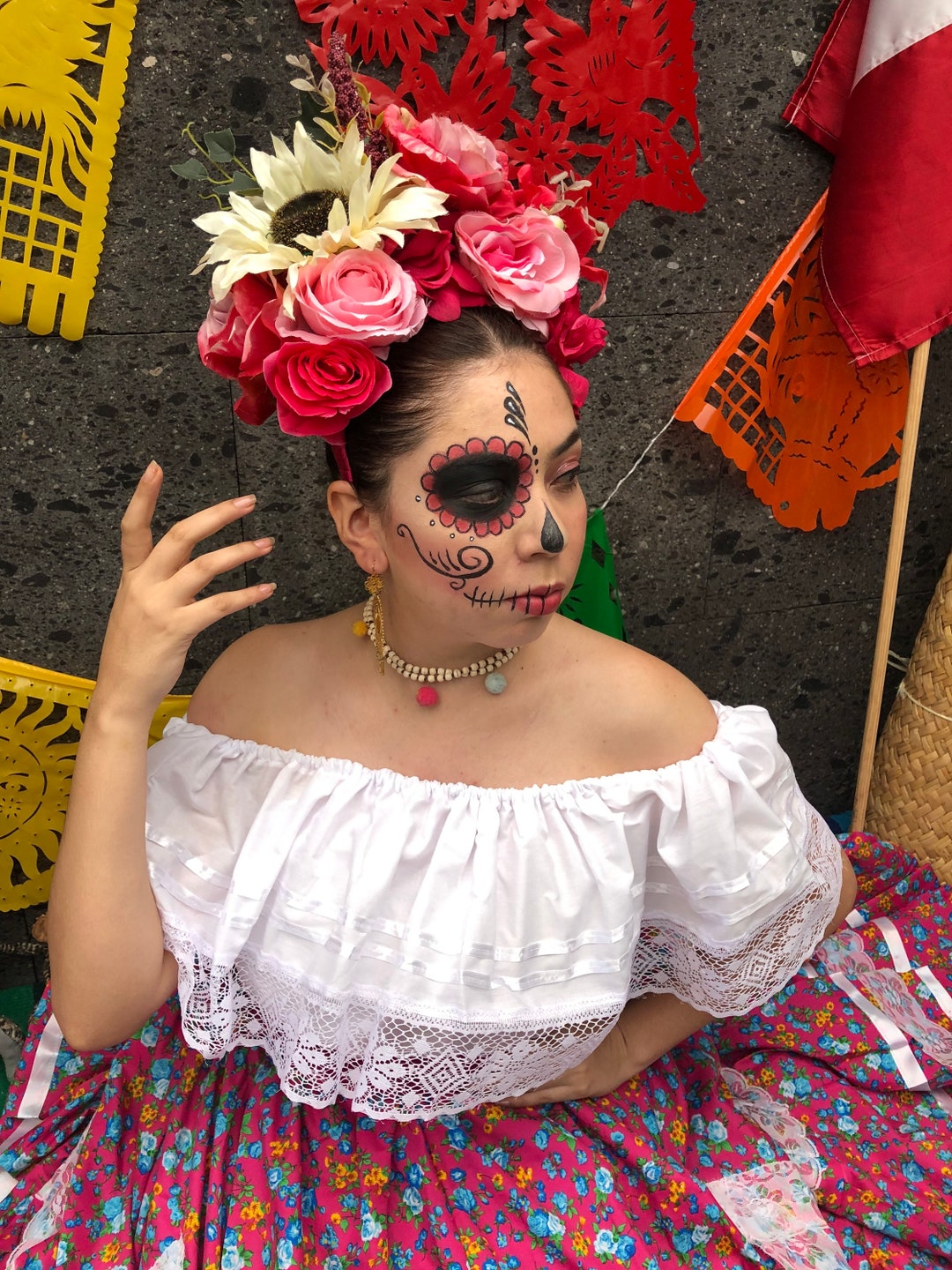 Hair Piece Flower Head Piece Handmade Day of the Dead Black - Etsy