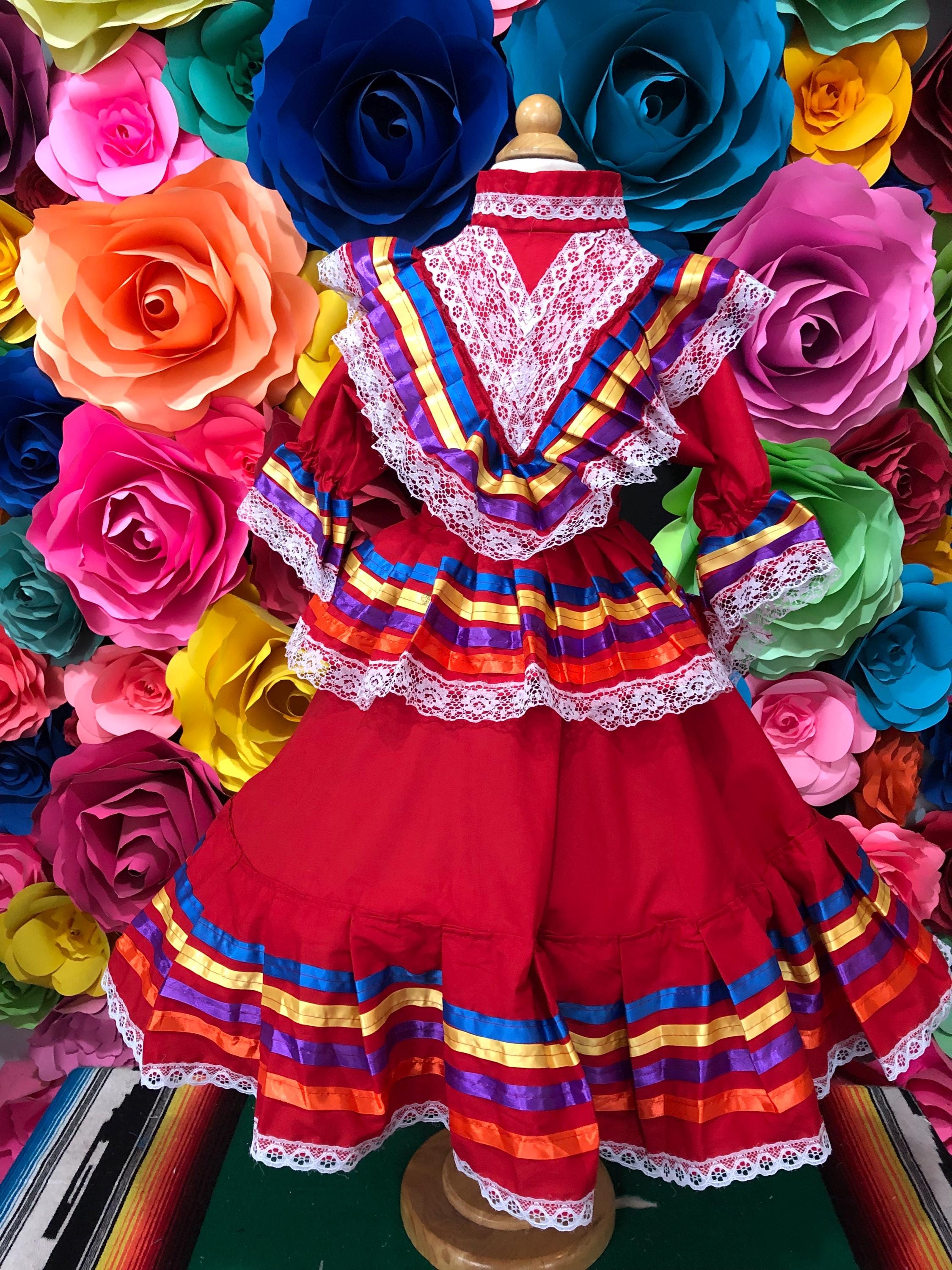 Red Jalisco Dress: Mexican Folklorico 2-piece Set, Size 4 - Etsy Hong Kong
