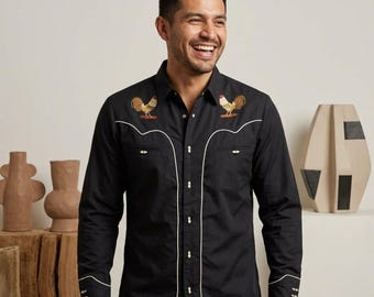Traditional Mexican Charro Embroidered Long Sleeve Shirt – Artisan Style L