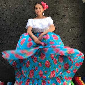 Mexican womans dress SKIRT ONLY day of the dead mexican fiesta coco theme party noche de muertos 27 inches revolucionary 70CM image 8