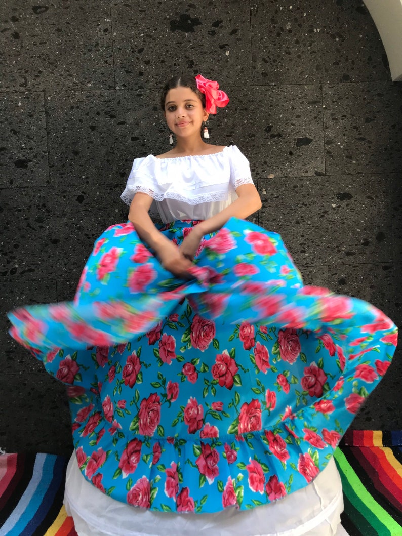 Mexican womans dress SKIRT ONLY day of the dead mexican fiesta coco theme party noche de muertos 27 inches revolucionary 70CM image 8