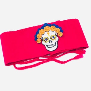 Mexican authentic belt with hand sewn catrina face katrina belt day of the dead accesories 5 de mayo coco theme party dress accesories
