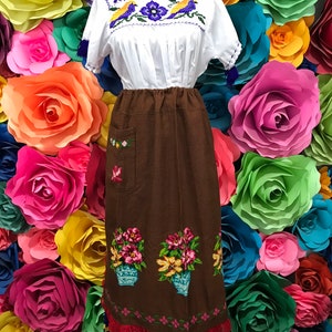 Mexicaanse Guare Michoacana-schort uit 1 stuk Unieke handgemaakte stijl 5 de Mayo Coco-themafeest dag van de doden