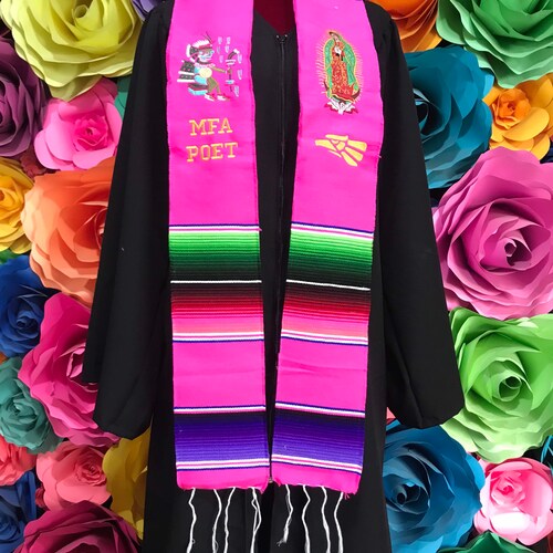 Graduation class shops of 2022 Mexican sash sarape zarape icon custom order personalize flags PINK sash stole