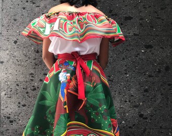 Conjunto de falda mexicana hecha a mano: Viva México Boho Outfit, talla  pequeña