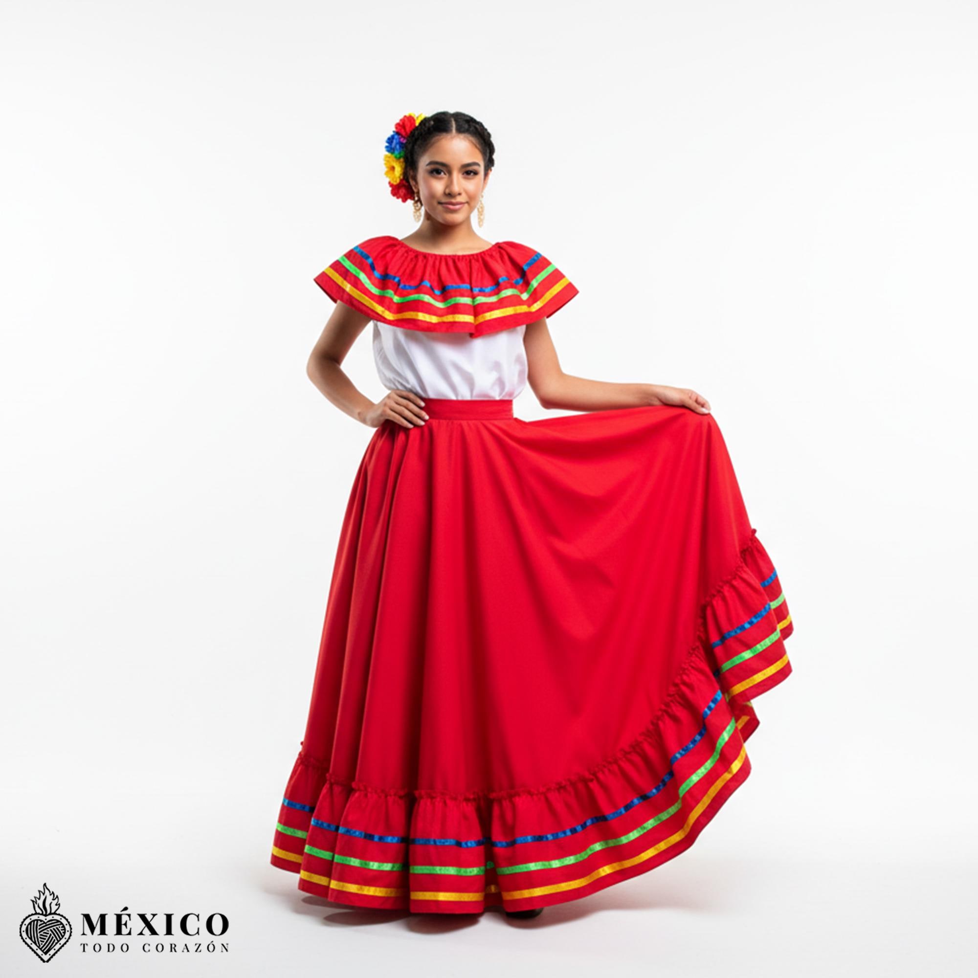 red jalisco dress Red Mexican Jalisco Dress Set – Handmade Traditional Folkloric Outfit for  Women, Day of the Dead Costume | México Todo Corazón