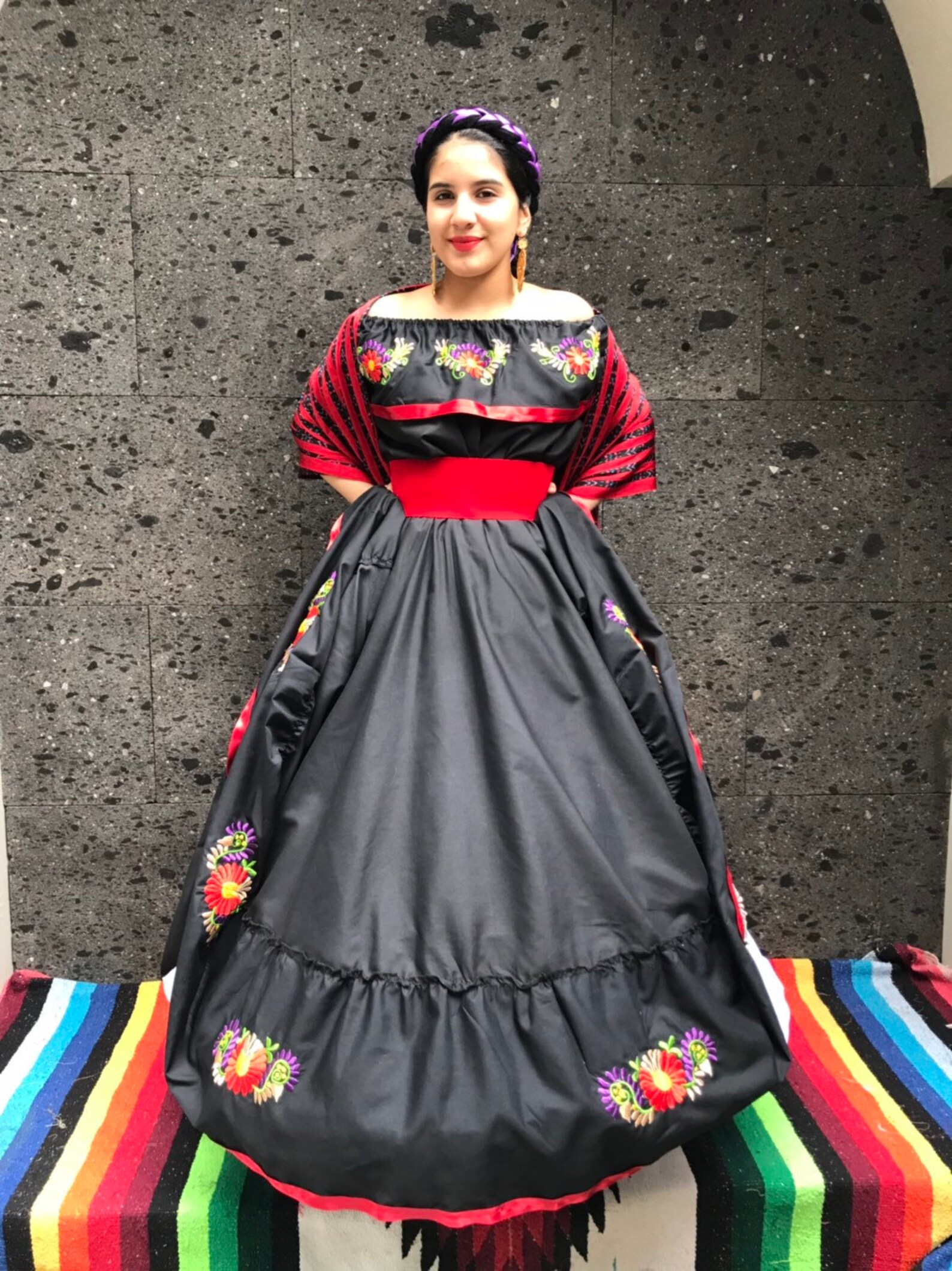 Jupe noire mexicaine avec dessus Handmade Beau Frida Kahlo | Etsy