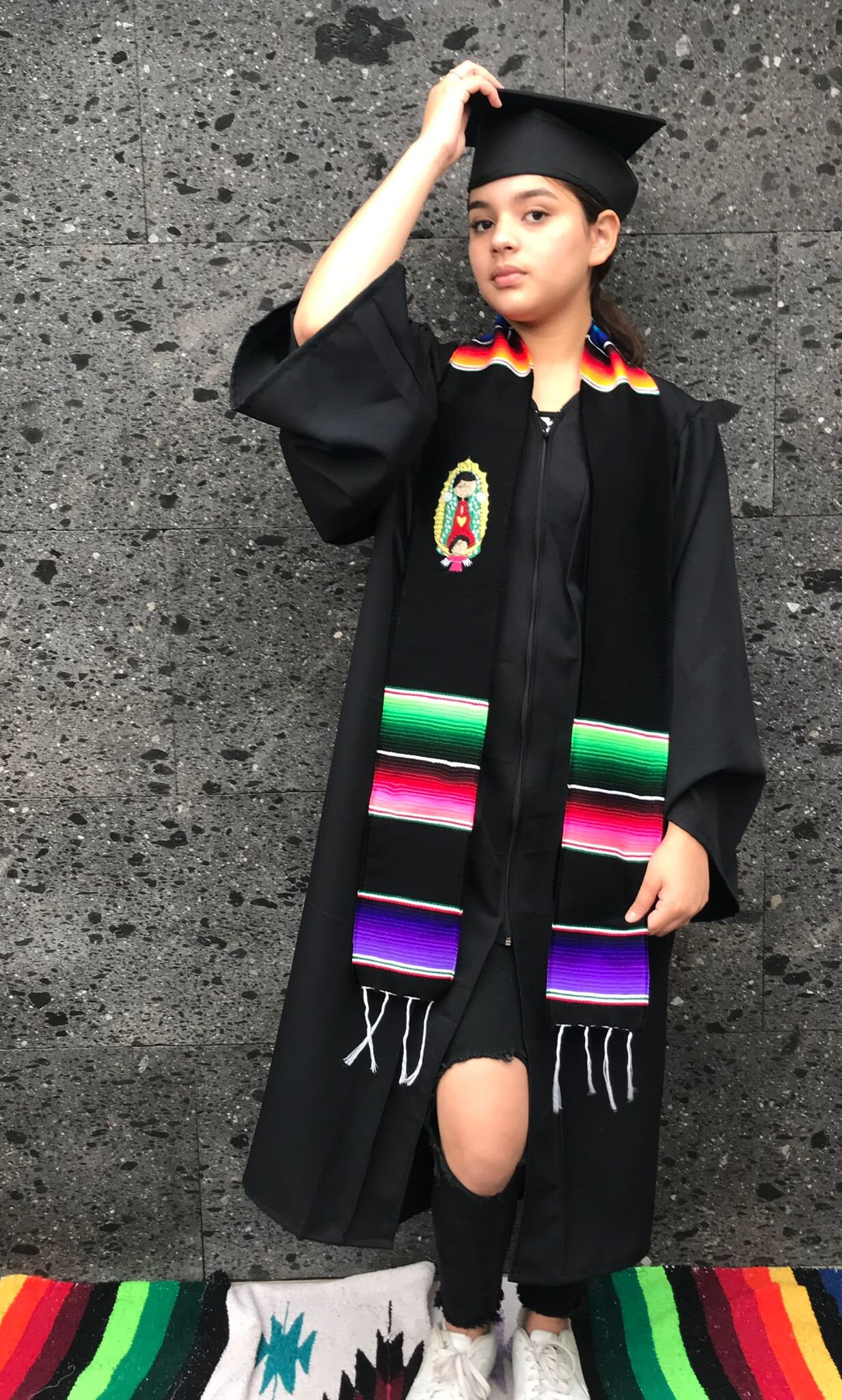 Mexican graduation sash Class of 2022 2021  Zarape Sarape stole  gift heritage day Latin club First Generation Fast turnaround Virgen
