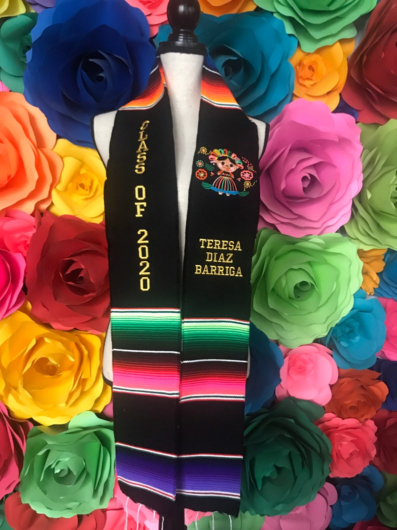 Graduation class of 2022 Sarape Zarape School logo embroidery personalized custom graduation sash 