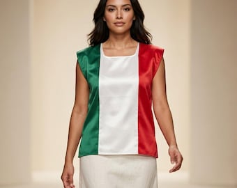 Mexican Tricolor Blouse – Handmade  22 in wide 25 inches long