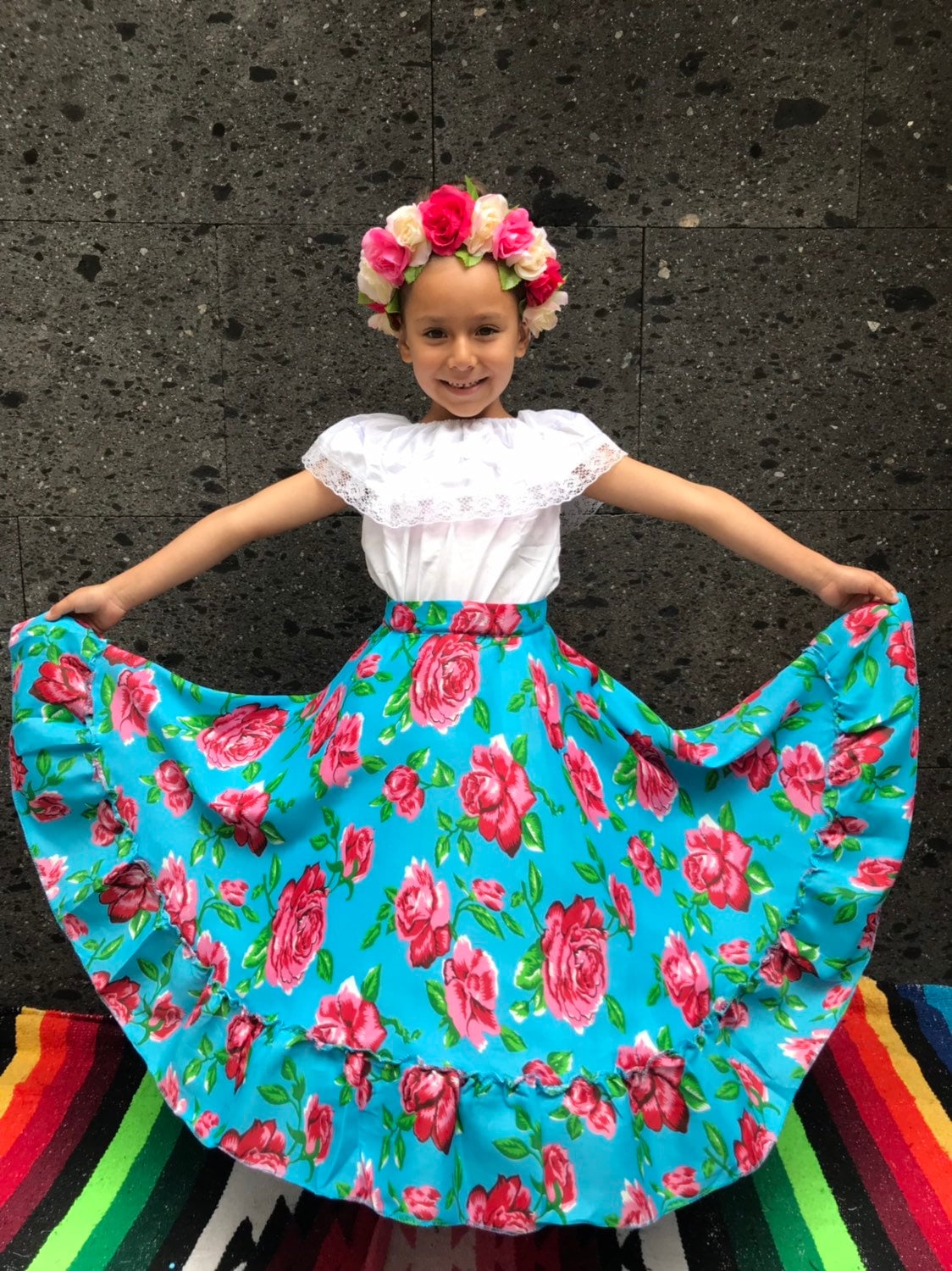 falda floreada para bailable