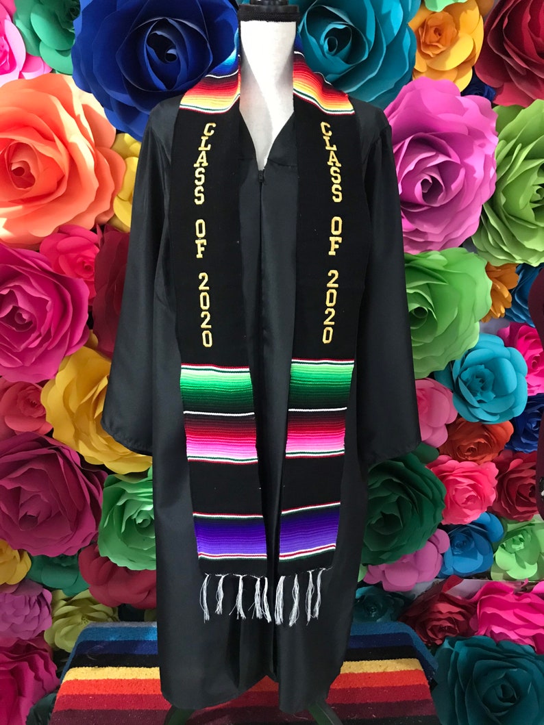 Graduation class of 2021 Mexican sash sarape zarape Gold  