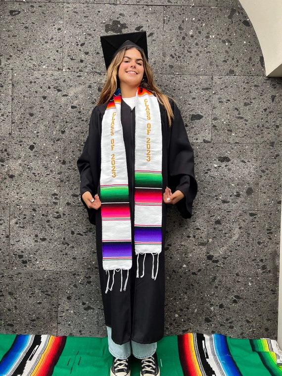Graduation class of 2022 2023 Mexican White sash virgen zarape