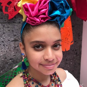 Hair piece ribbon  head piece Handmade  - day of the dead  hair piece young adults and adults flower crown 5 de mayo mexica