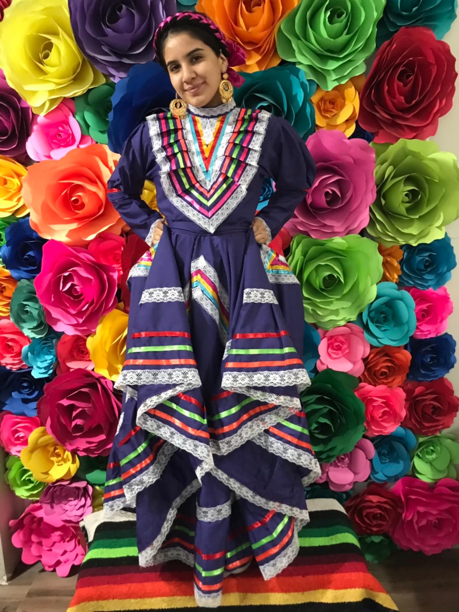 Mexican dress size 14 Purple Jalisco dress Folkloric Frida | Etsy
