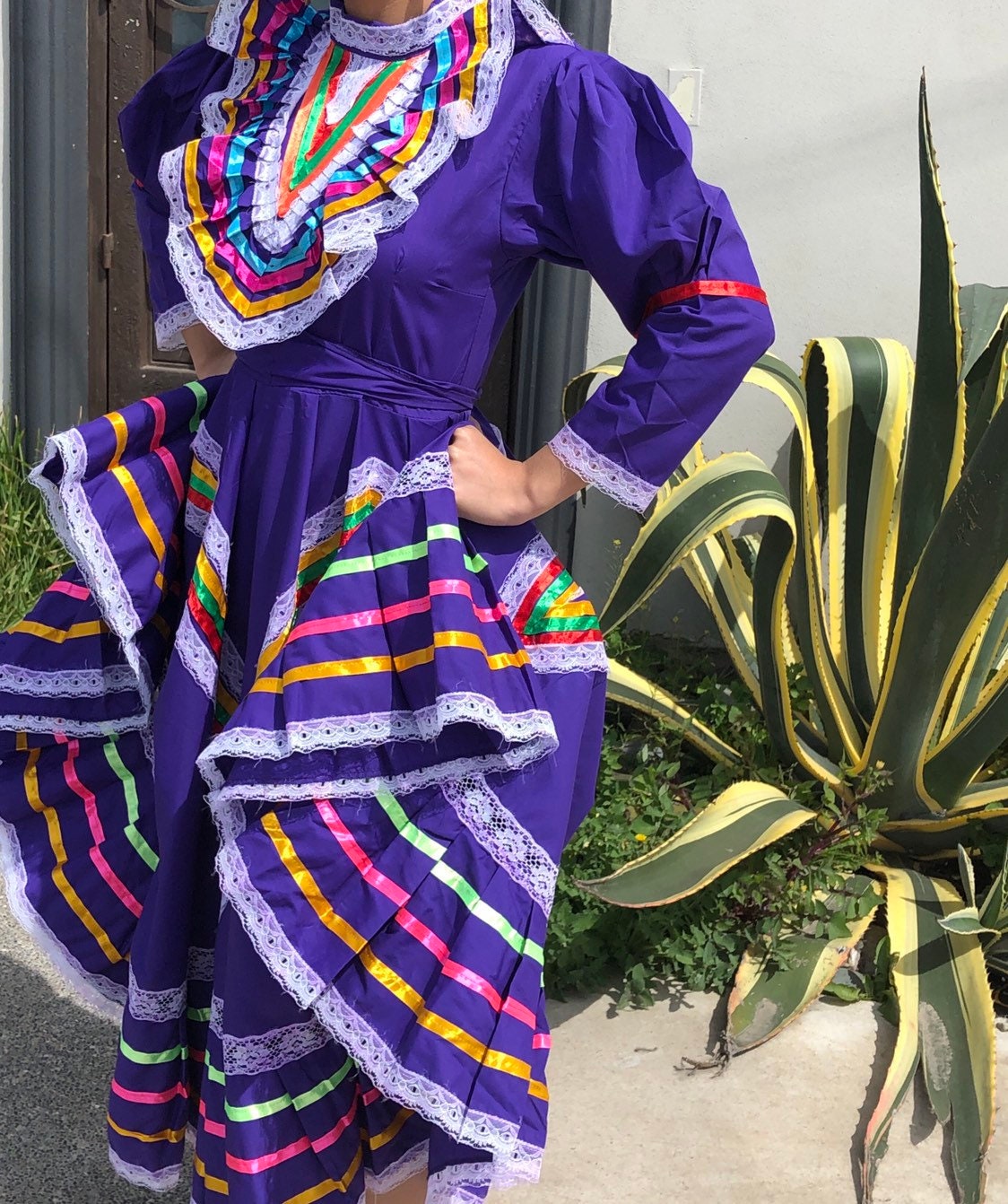 Purple Mexican Jalisco Dress: Frida Kahlo Style, Size 8 5 de Mayo Heritage Day Day of The Dead
