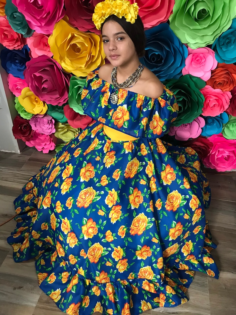 Mexican SKIRT and BLOUSE Handmade Frida Kahlo stylelong skirt Etsy