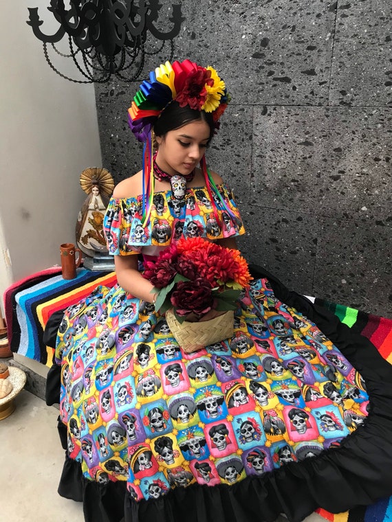 Mexican Womans Skirt Boho Coco Theme Party Day of the Dead 2 - Etsy Denmark Mexican Womans Skirt Boho Coco Theme Party Day of the Dead 2 - Etsy Denmark